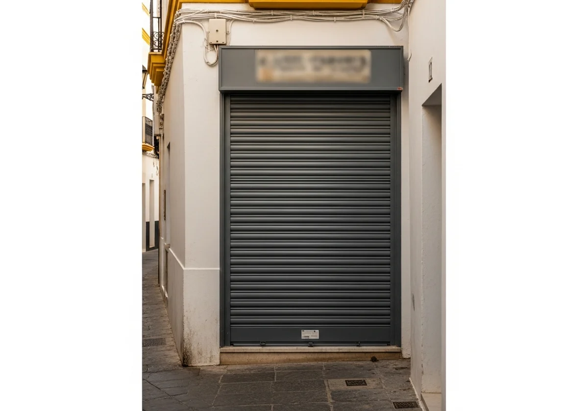 Cierre metálico en un local comercial de Cádiz